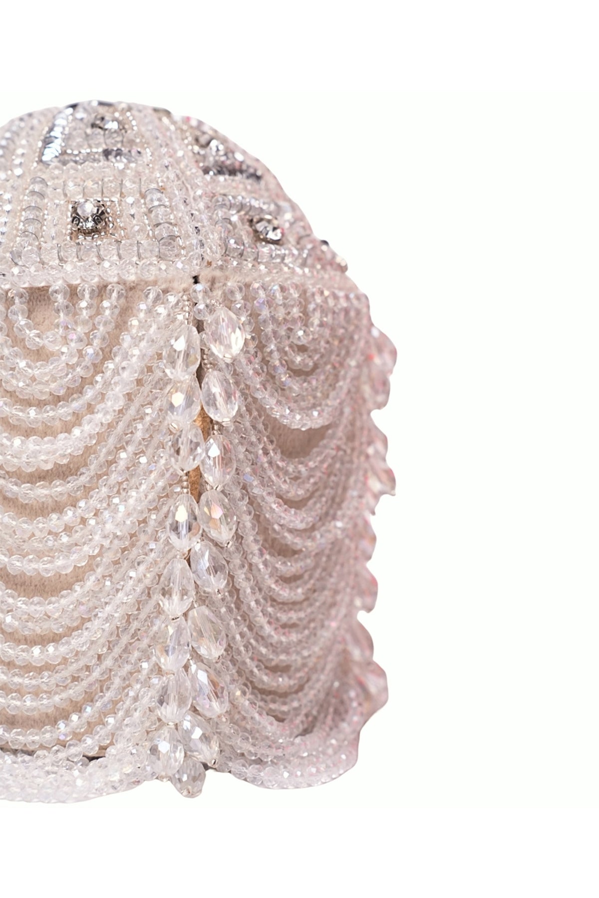 Evara Silver Georgette Embellished Bucket Bag