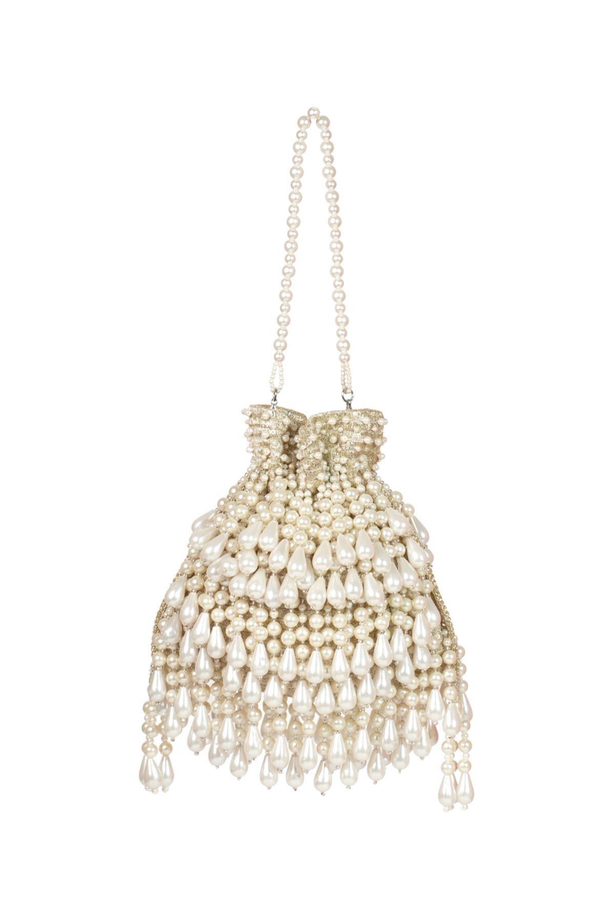 Zarah Gold Pearl Georgette Embellished Potli
