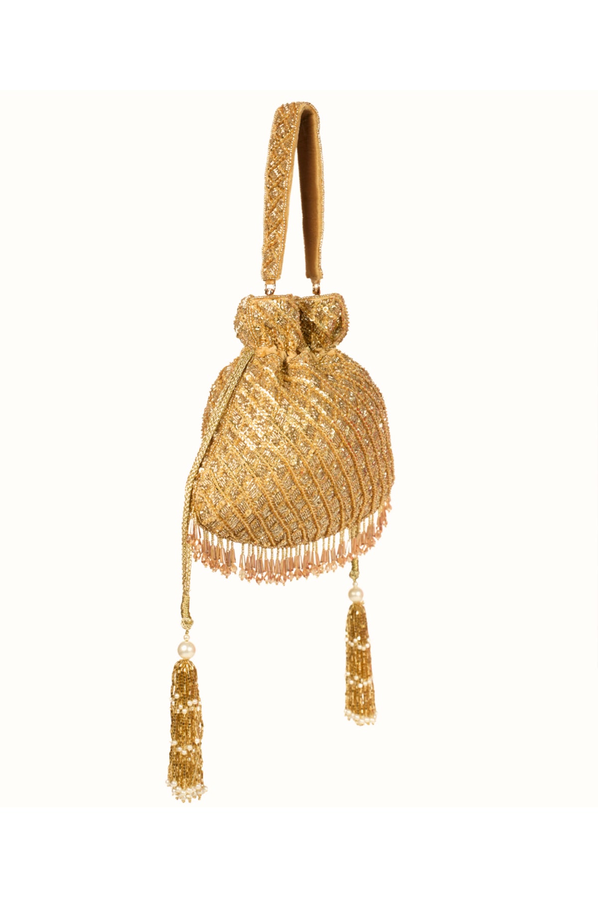 Sitara Gold Suede Sequin Embellished Potli