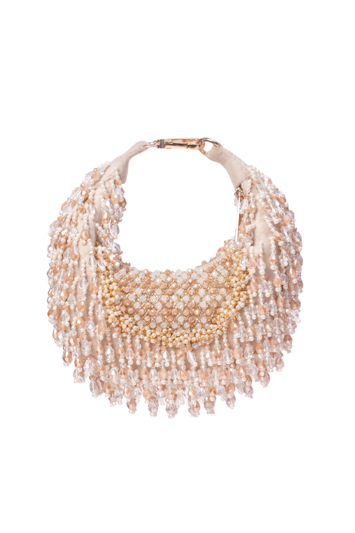 Alara Ivory Pastel Suede Embellished Hobo Bag