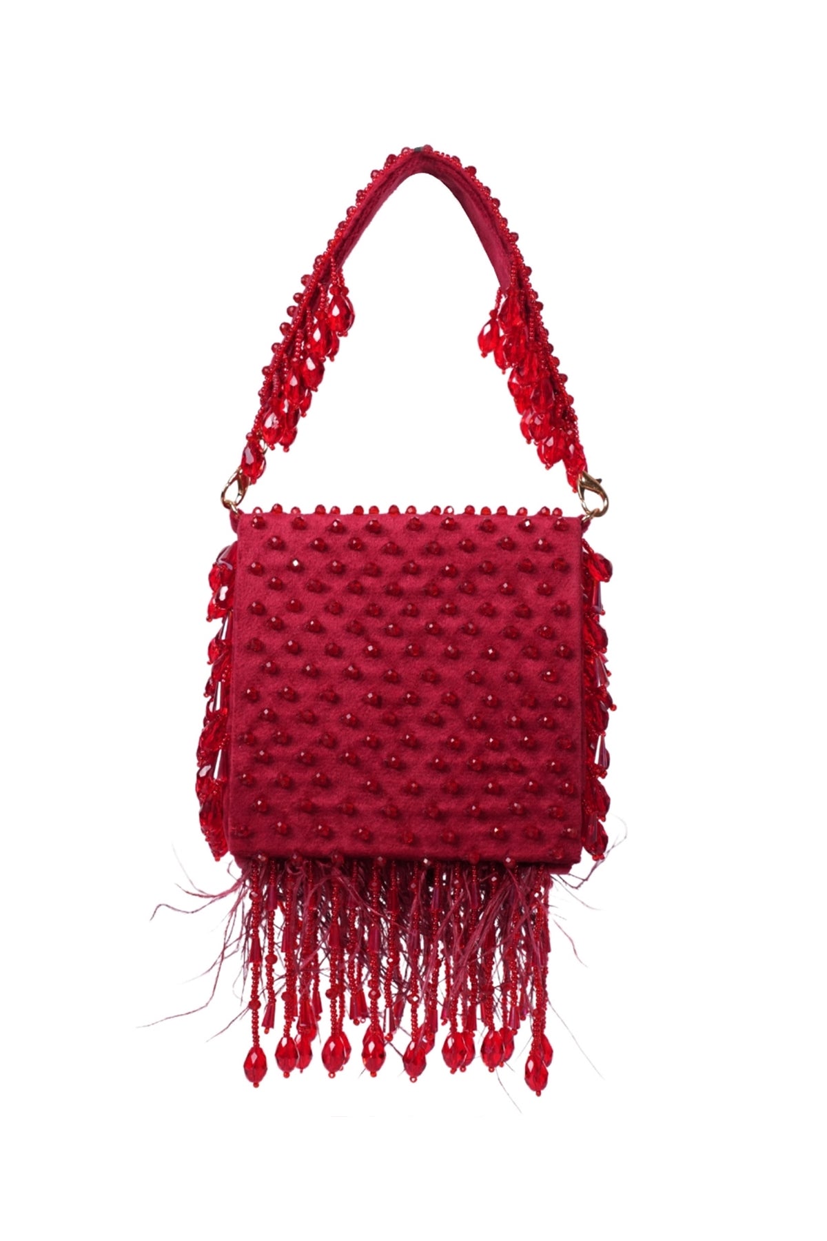 Luna Maroon Suede Embellished Mini Bag