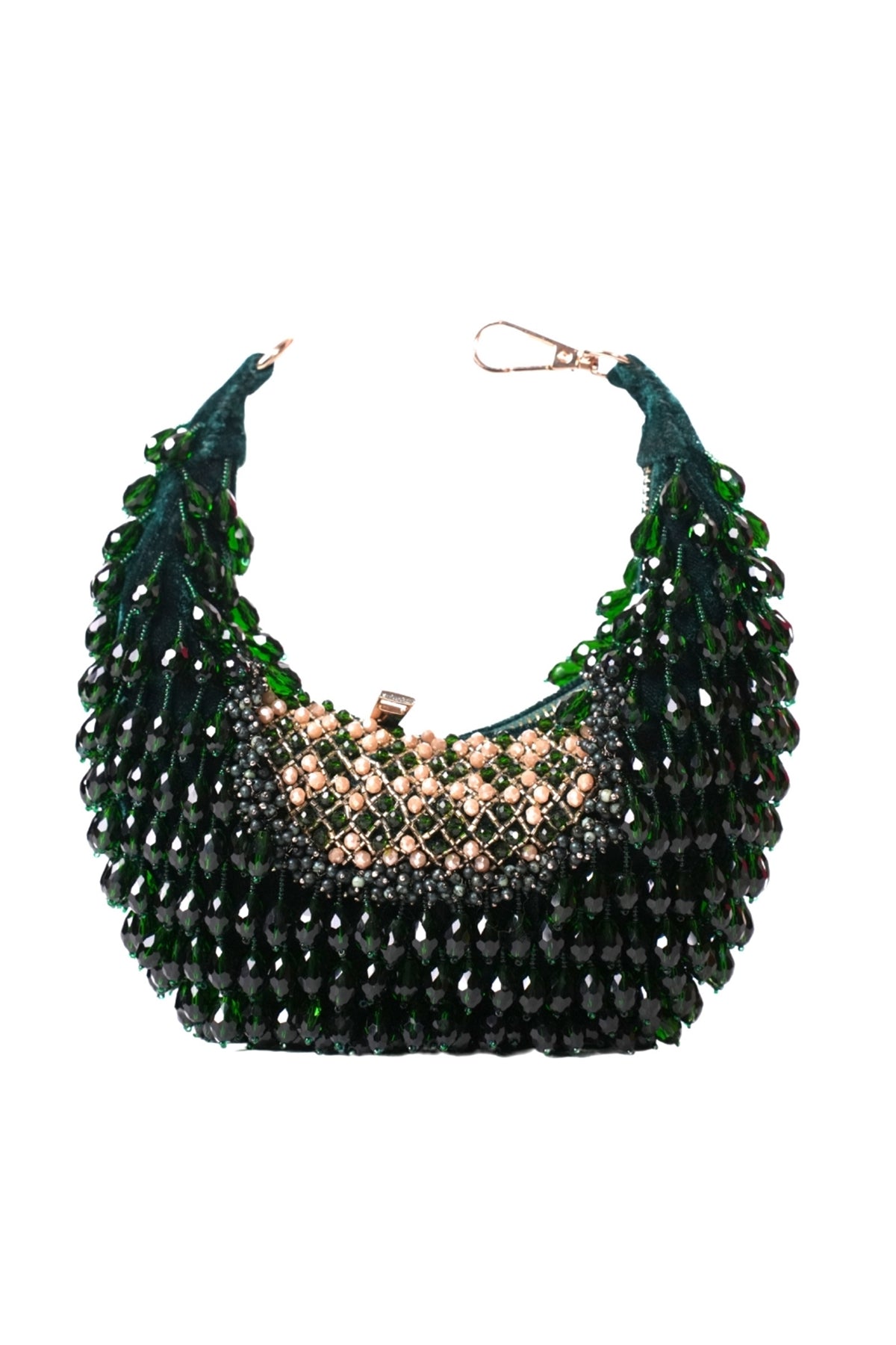 Alara Green Suede Embellished Hobo Bag