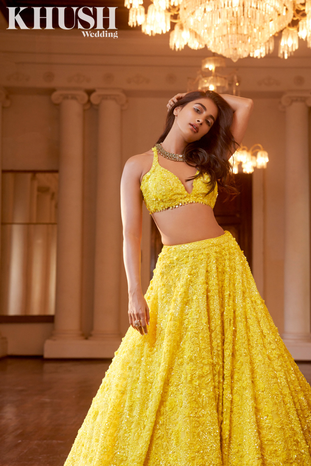 Yellow Sequin Lehenga Set