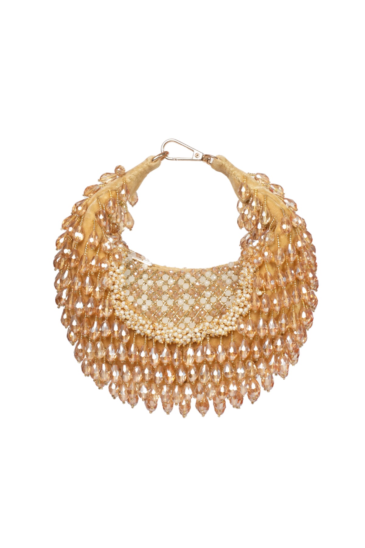 Alara Gold Suede Embellished Hobo Bag