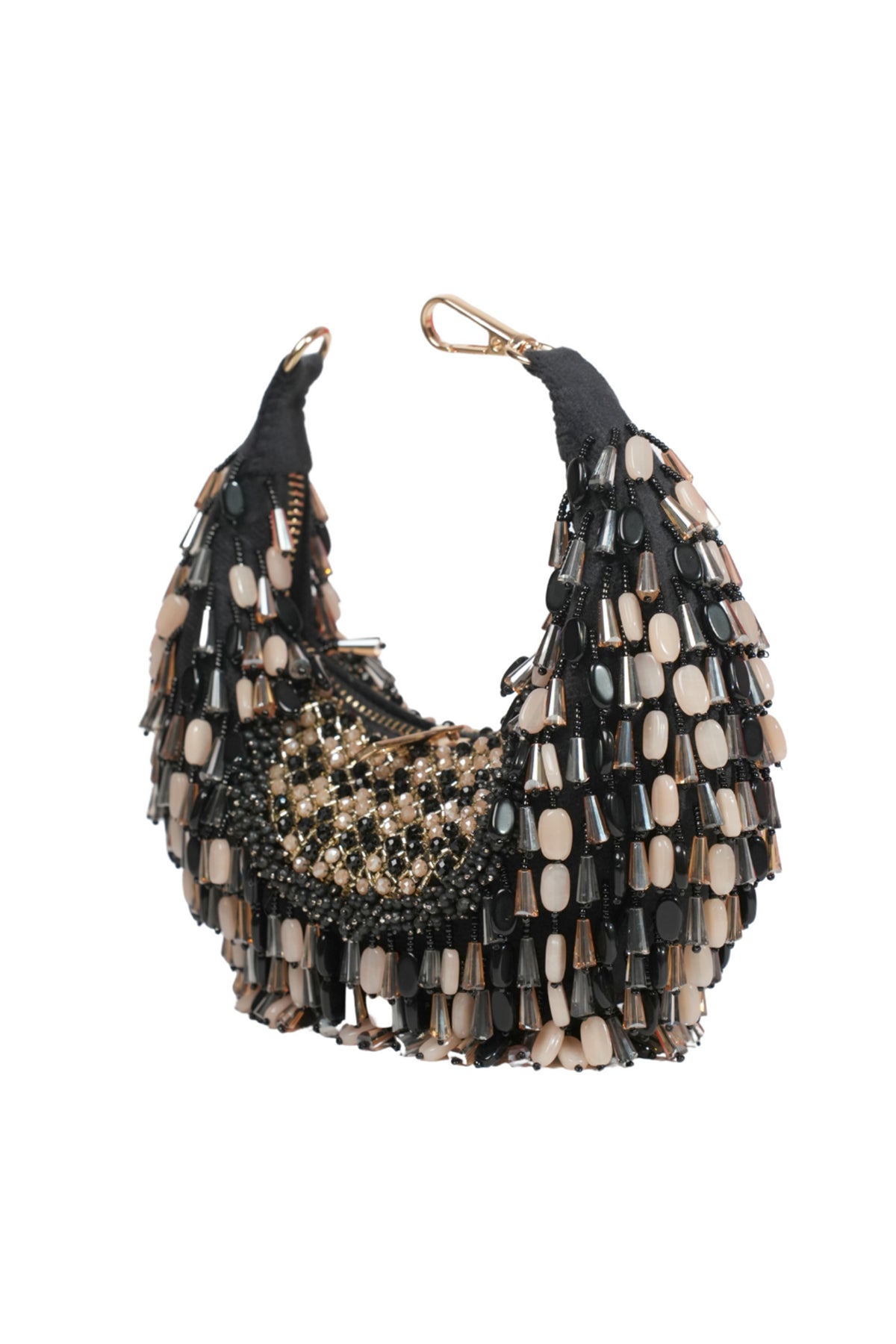 Alara Black Pastel Suede Embellished Hobo Bag