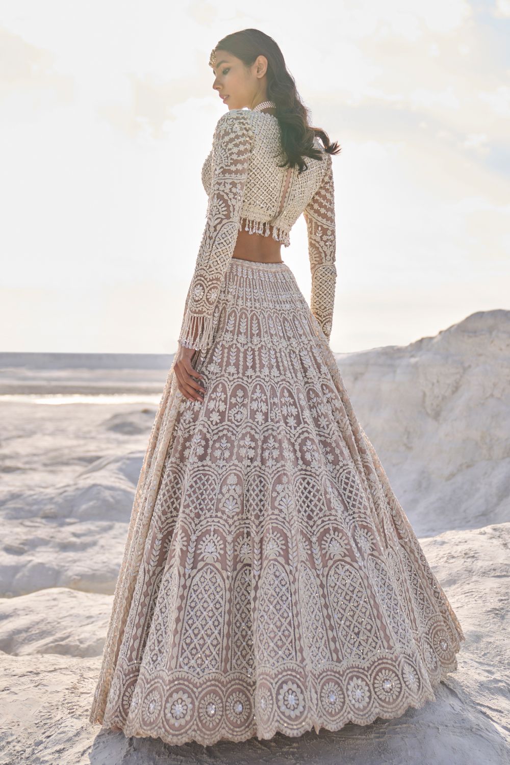 Nude Cream Dori Lehenga Set