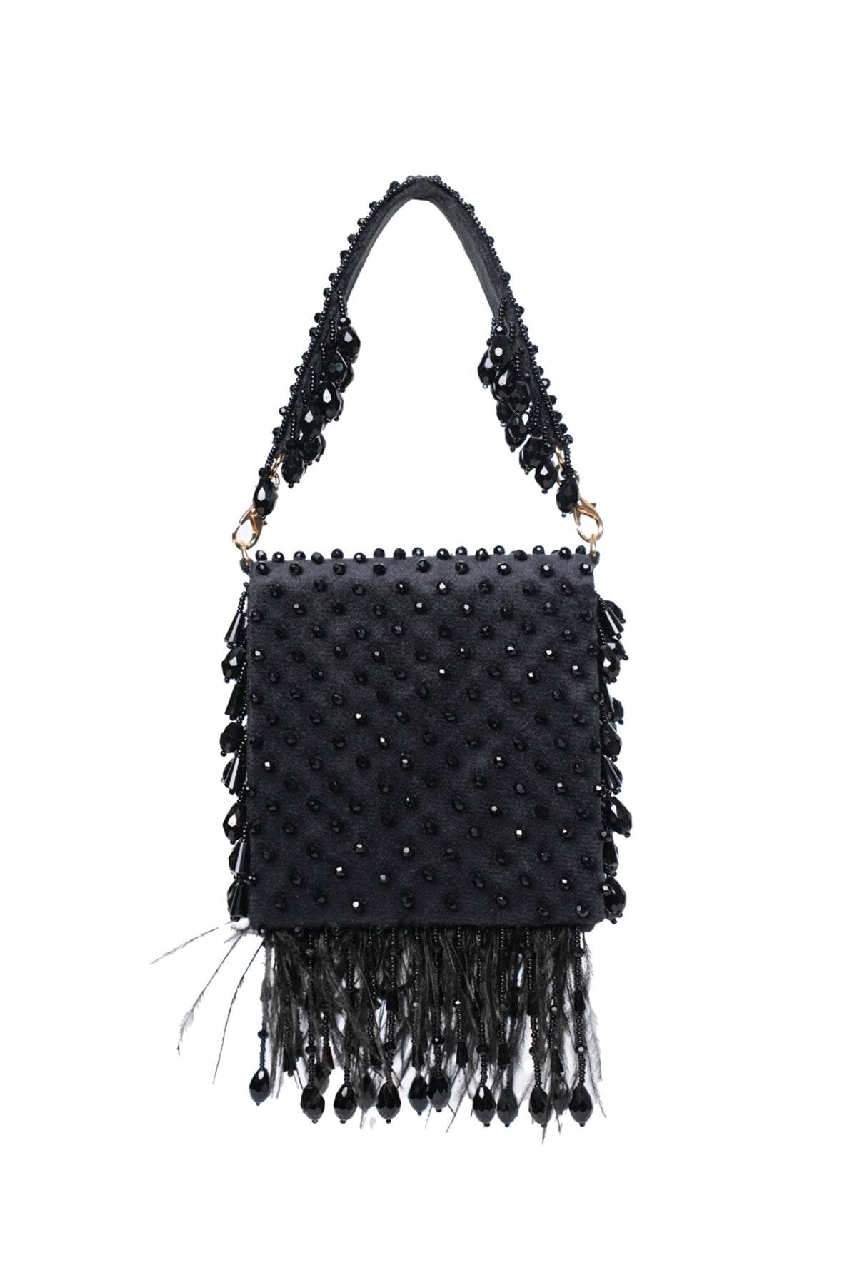 Luna Black Suede Embellished Mini Bag