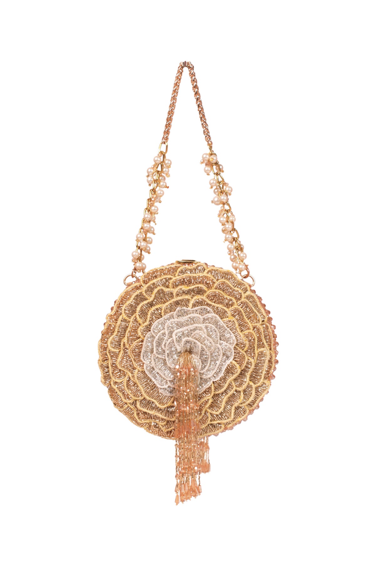 Ella Gold Suede Embellished Clutch