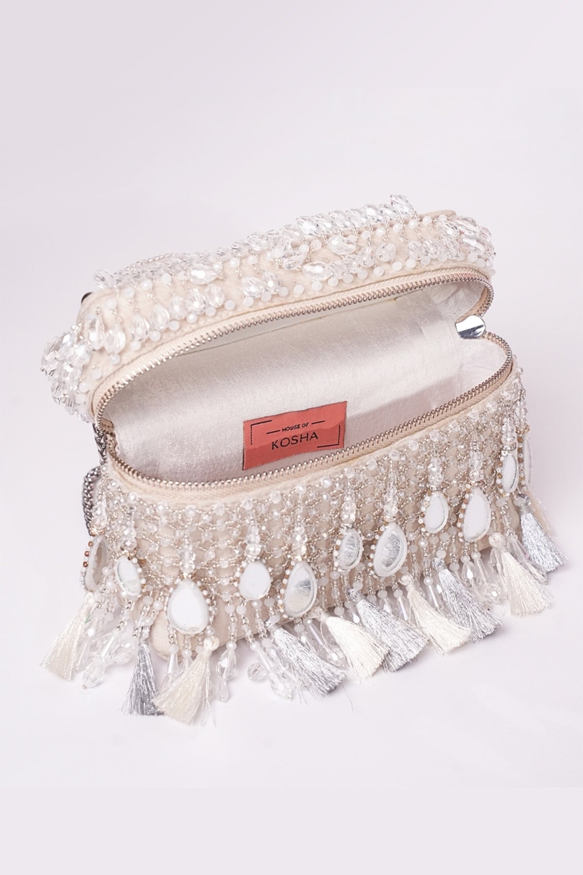 Mirage Silver Mirrorwork Embellished Vanity Bag