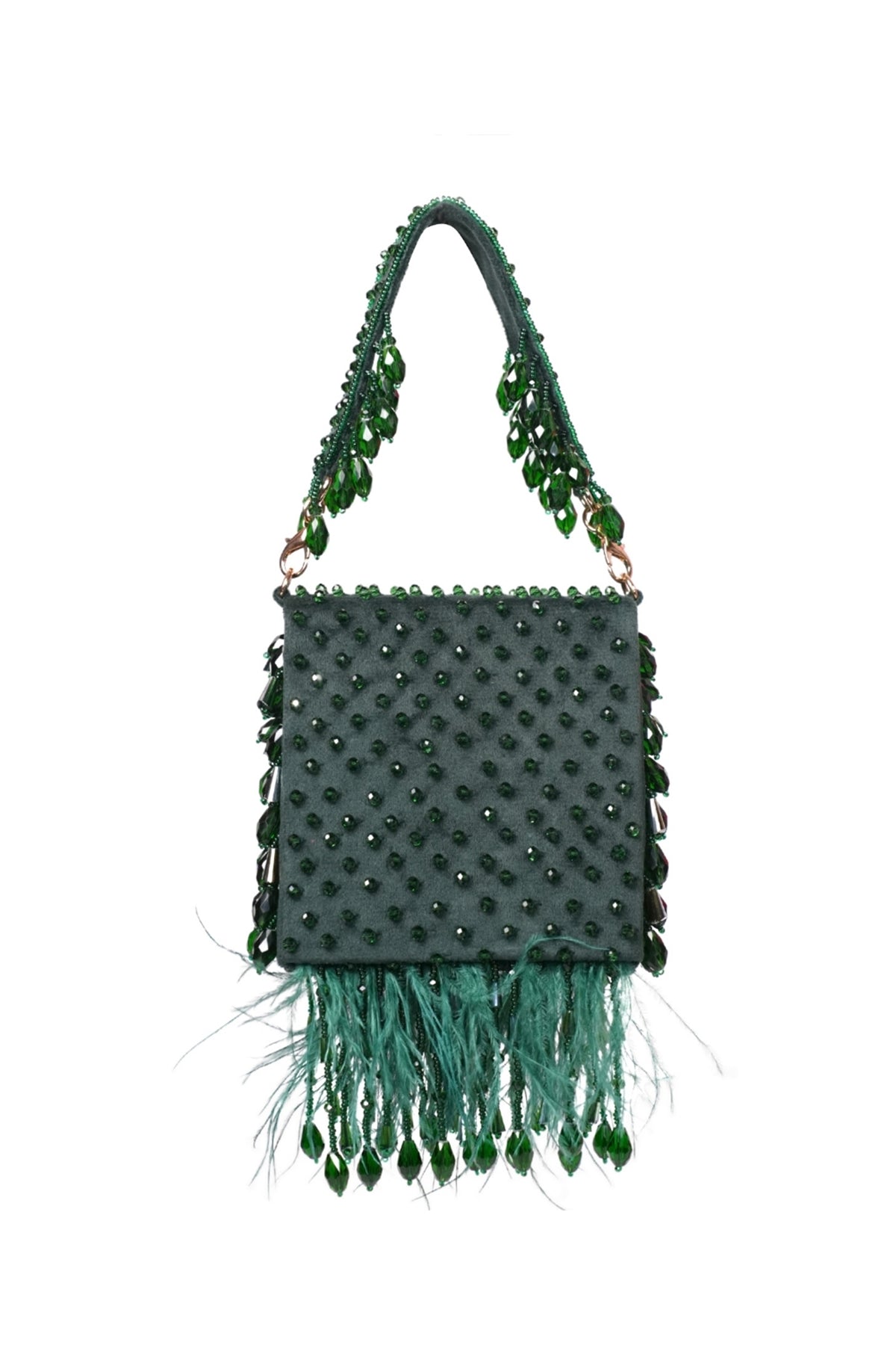 Luna Green Suede Embellished Mini Bag