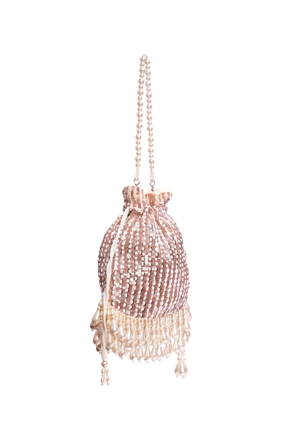 Aurelia Pink Suede Embellished Potli