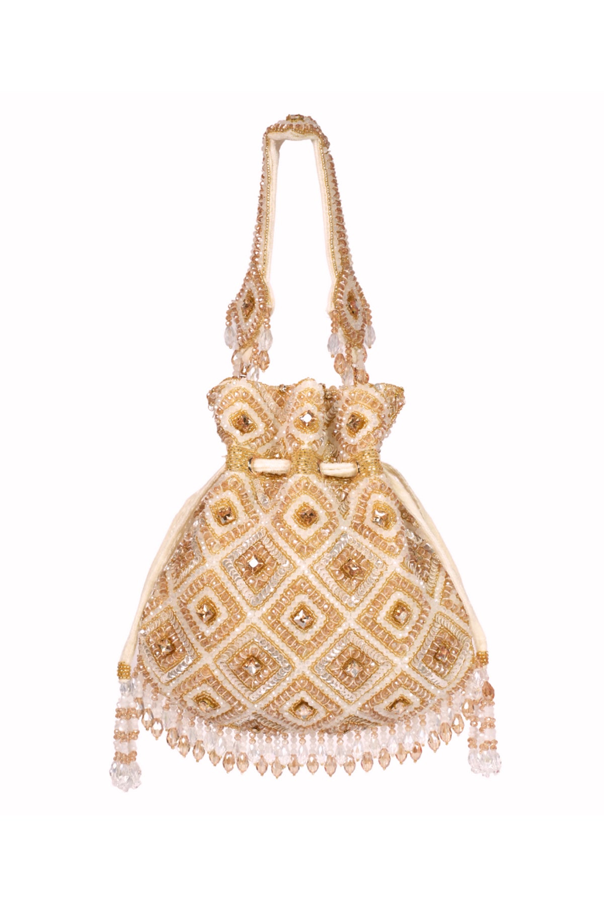 Serin Gold Pastel Suede Embellished Potli