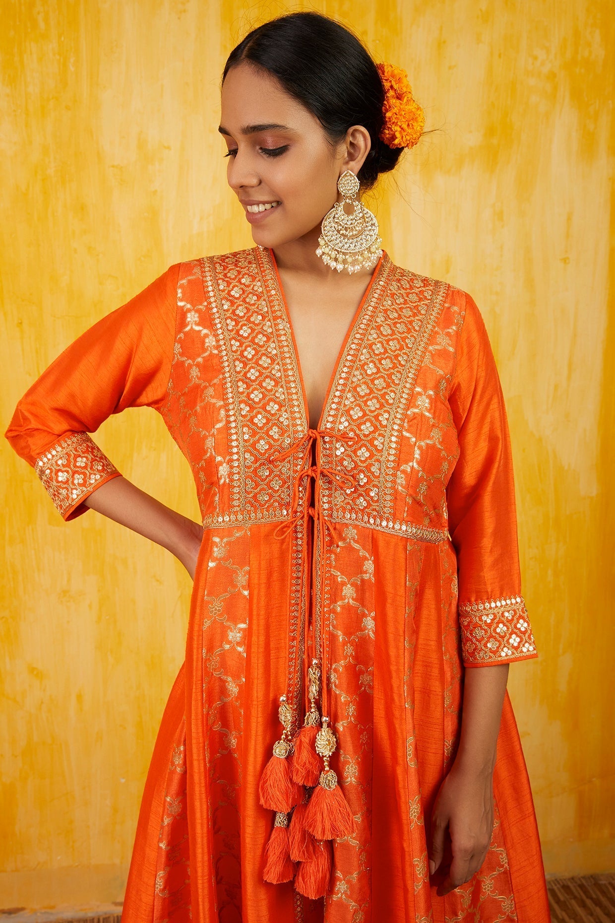 Marigold Brocade Fo With Sharara