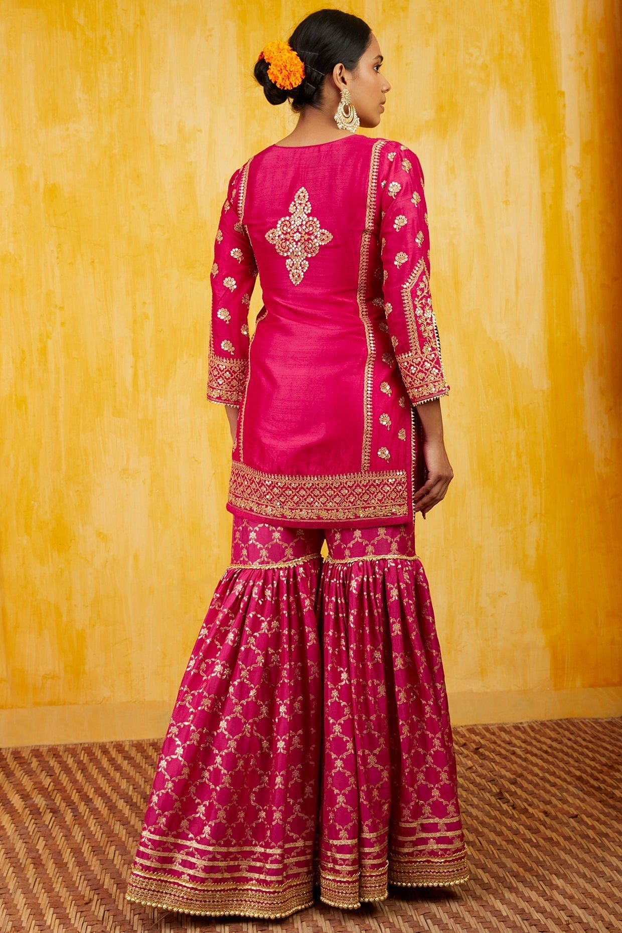 Marigold Brocade Short Garara Set