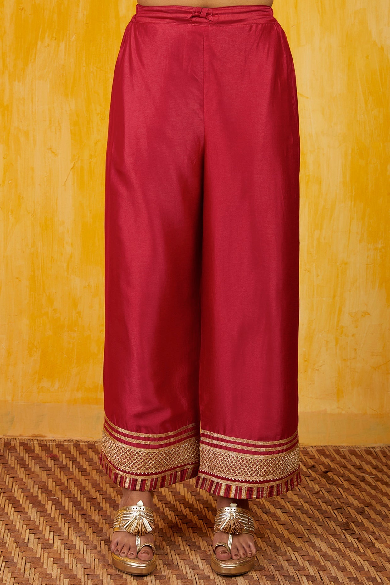 Marigold buti Tunic Set with Palazzo and Dupatta