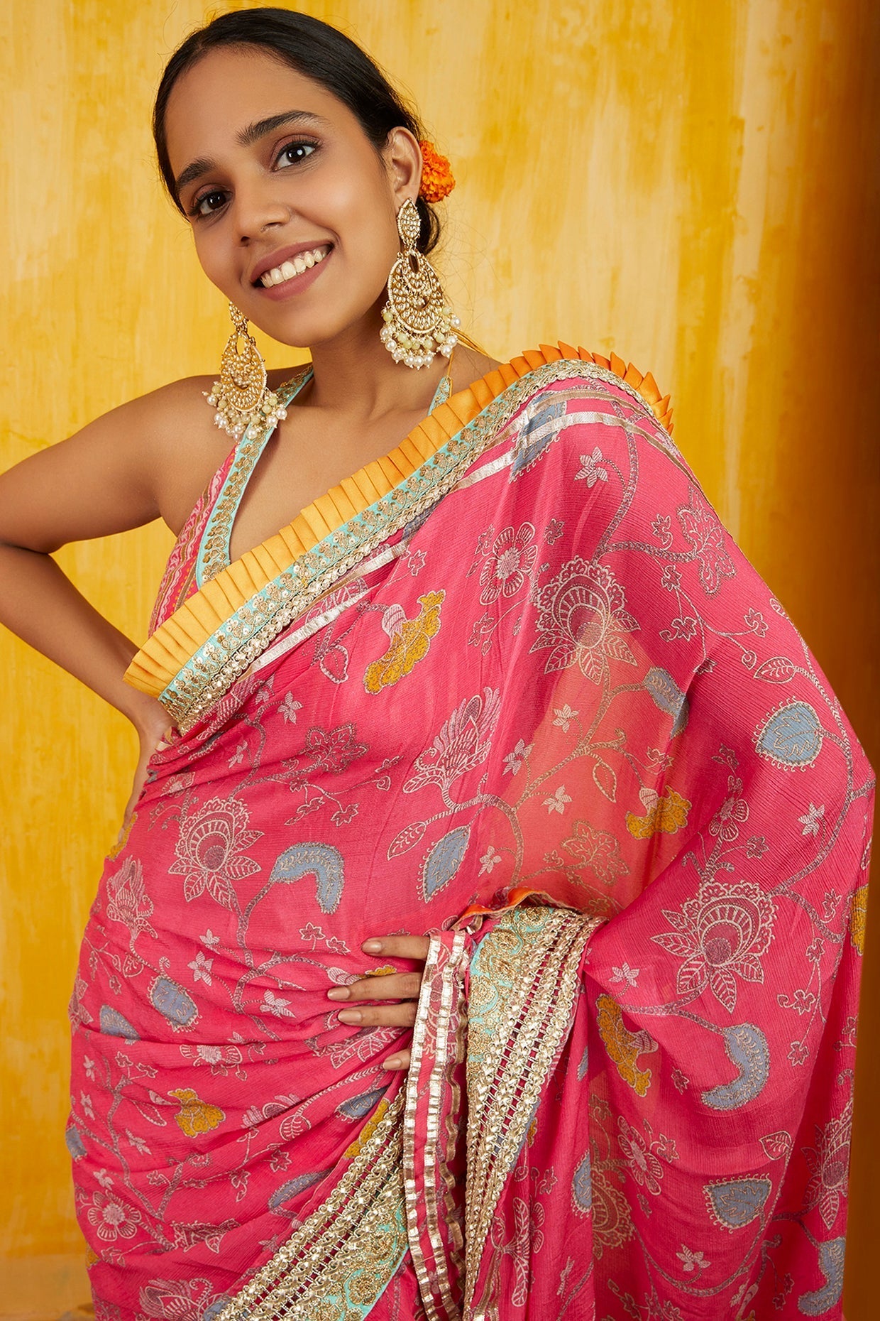 Marigold Garden Ruffle Saree