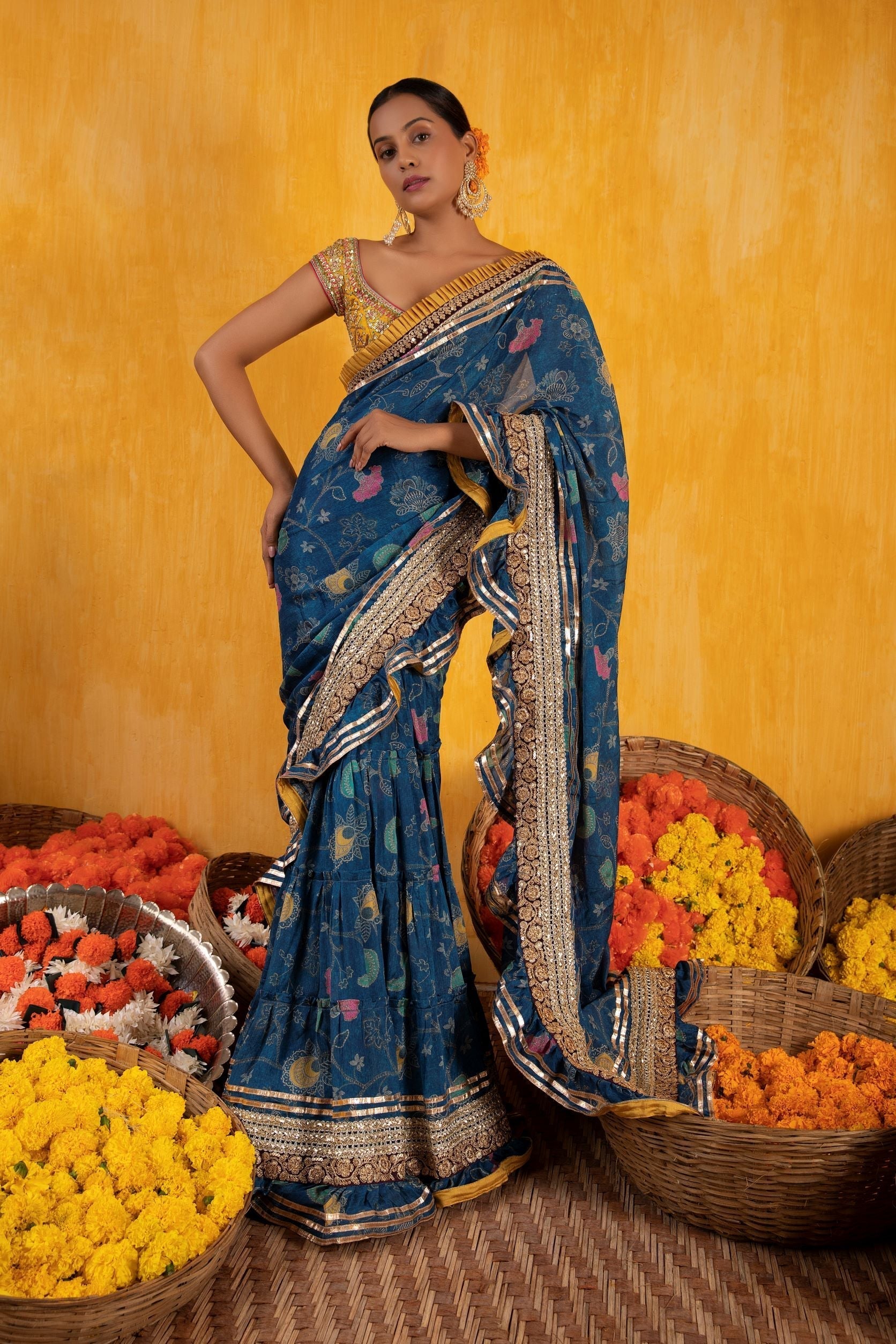 Marigold Garden Ruffle Saree