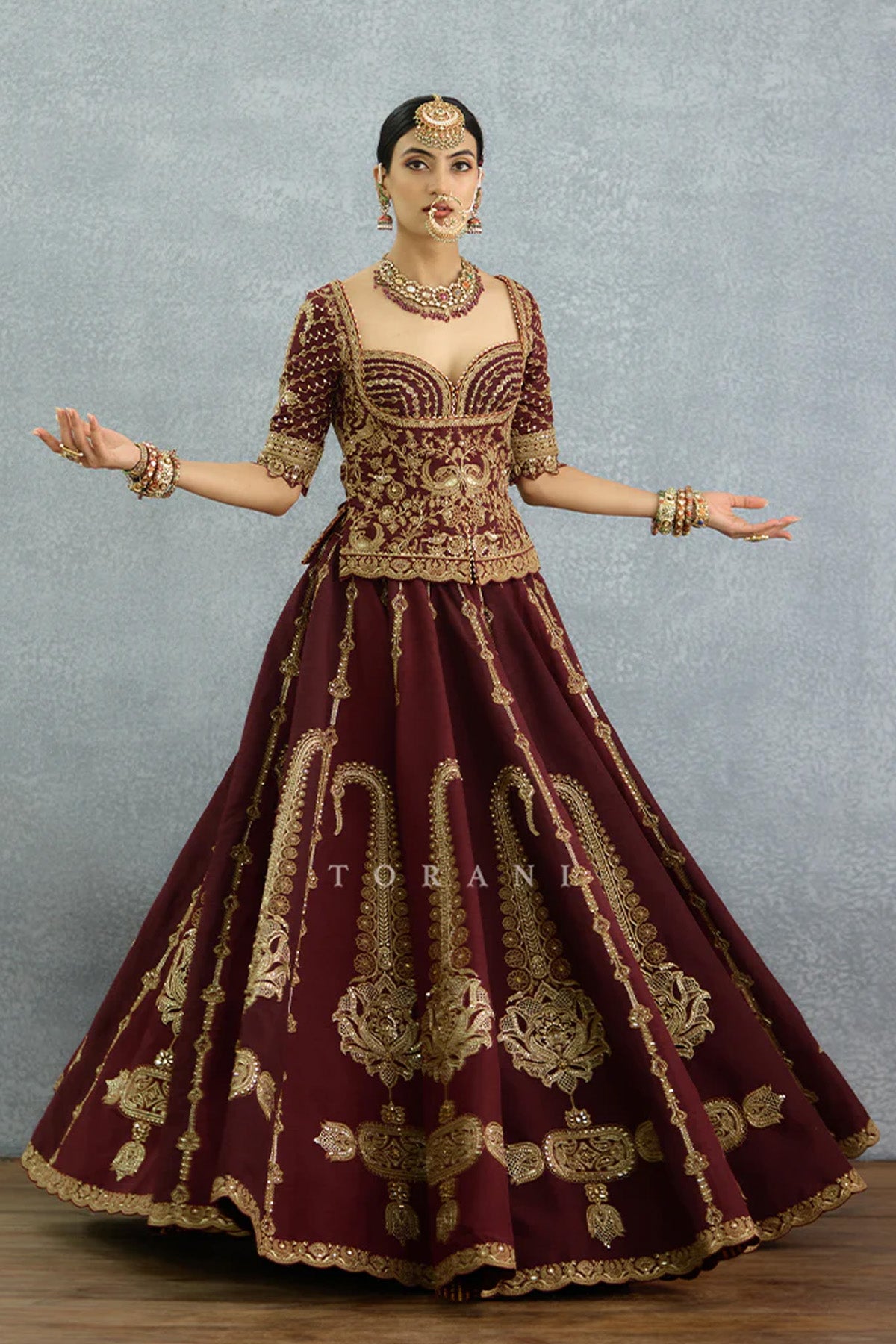 Qarmazi Mazneen Lehenga Set