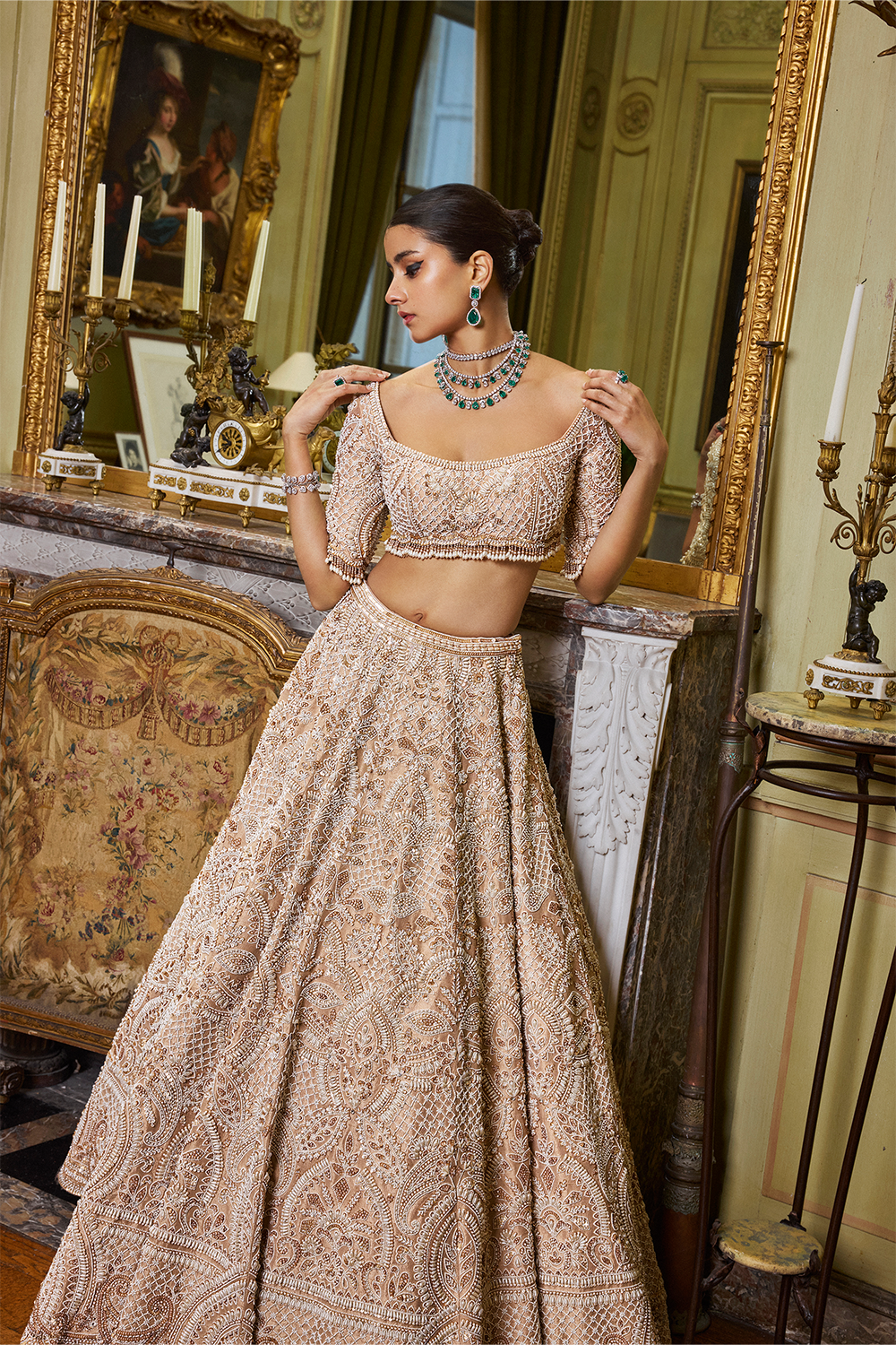 Wheat Pearl Lehenga Set