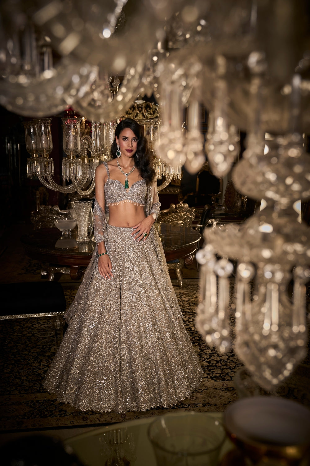 Steel Grey Sequin Lehenga Set