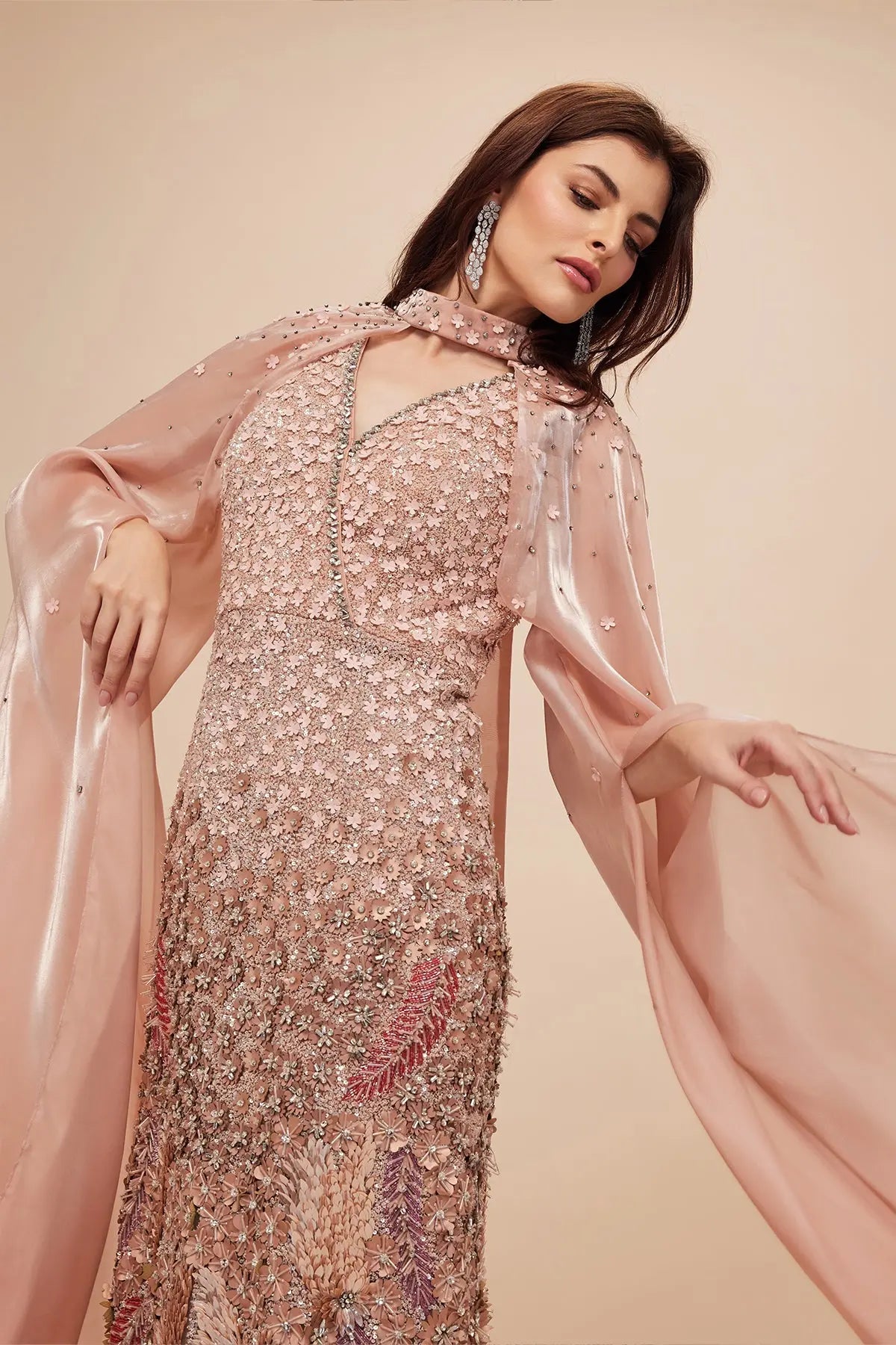 BLUSH FLORAL GOWN DRESSES