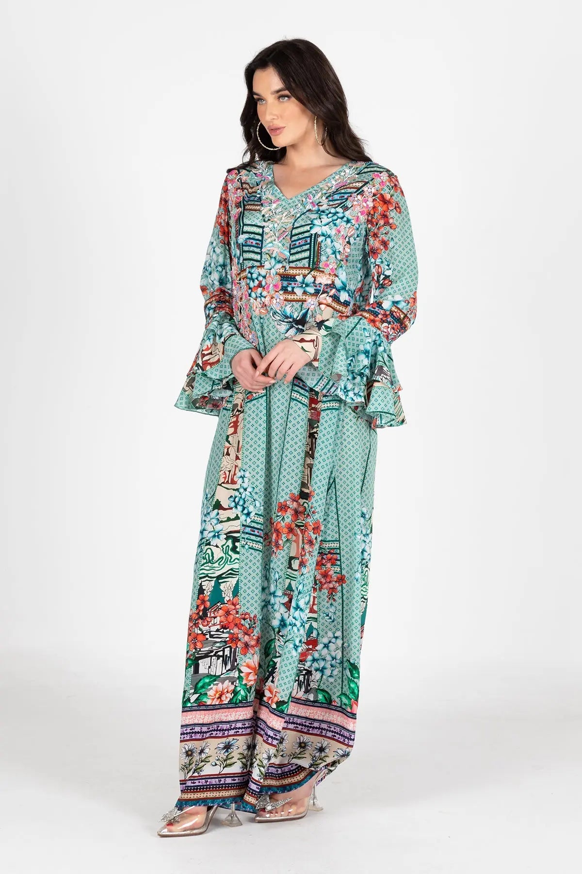 LUNA AQUA KAFTAN DRESSES