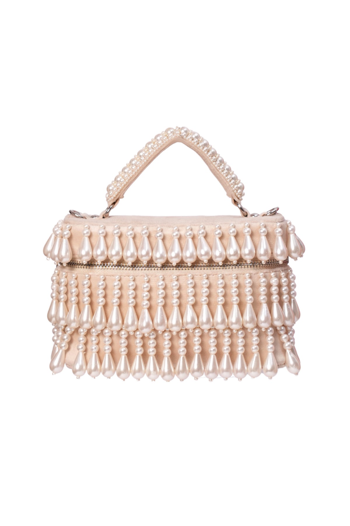 Zarah Ivory Pearl Embellished Vanity Bag