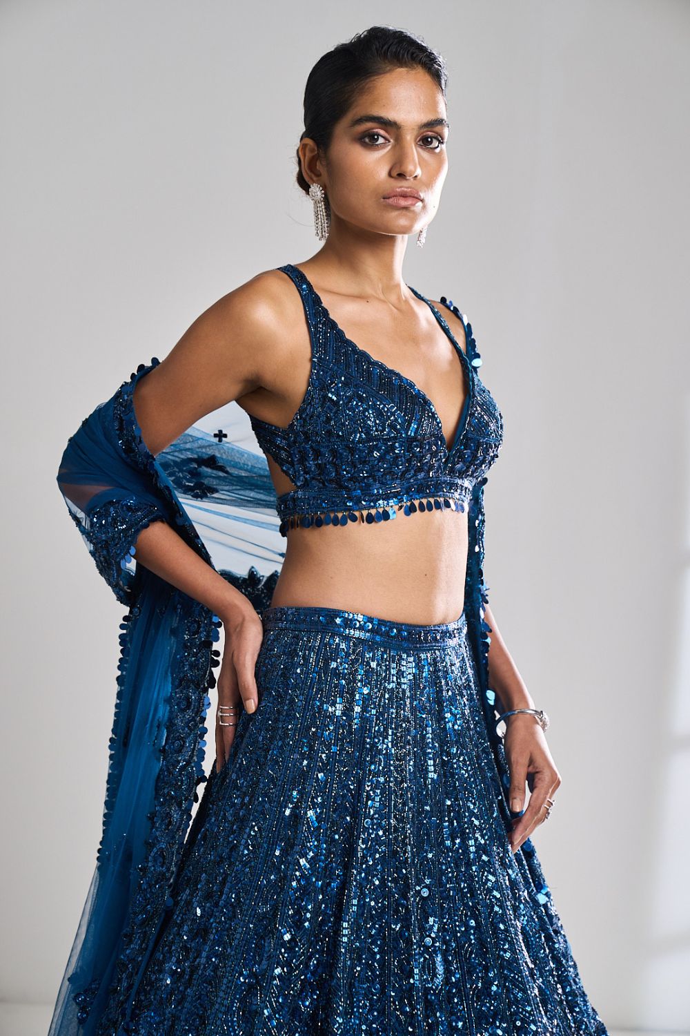 Persian Blue Sequin Lehenga Set