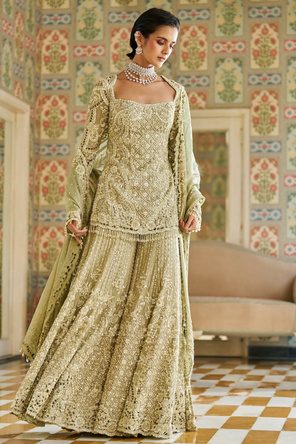 Sage Green Sharara Set