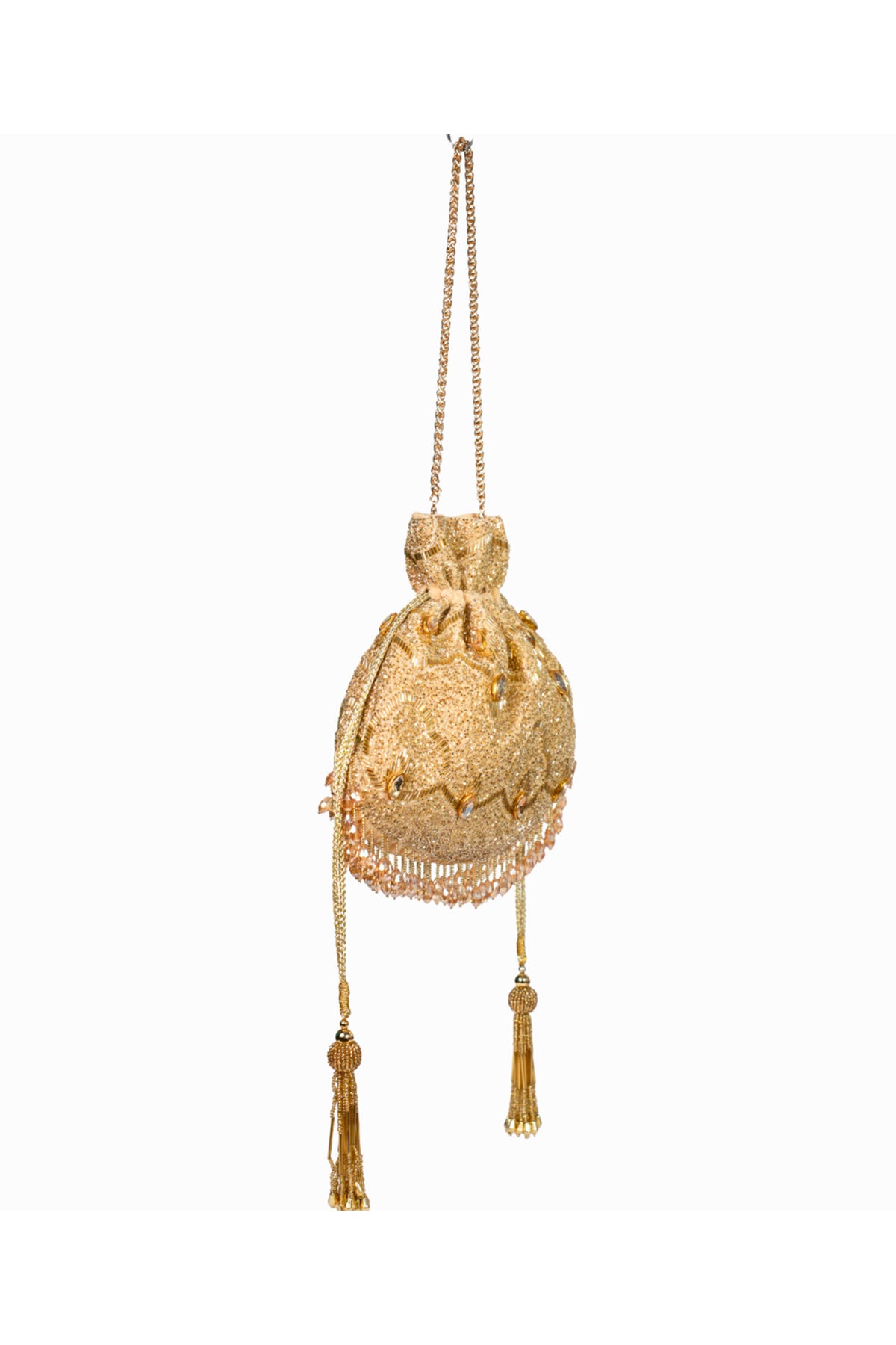 Sunheri Gold Georgette Embellished Potli
