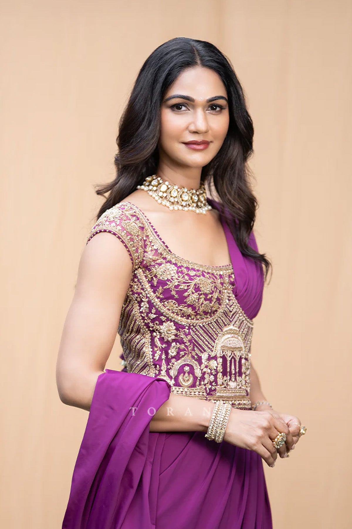 Sneha Reddy in our Banafsha Pranitha Saree Set