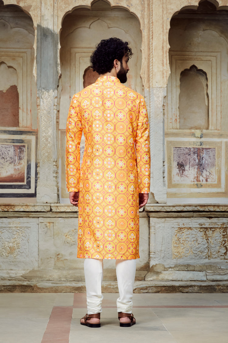 Zafrani Kurta and Churidar Set