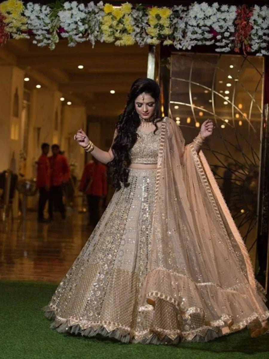 Georgette Lehenga Grey