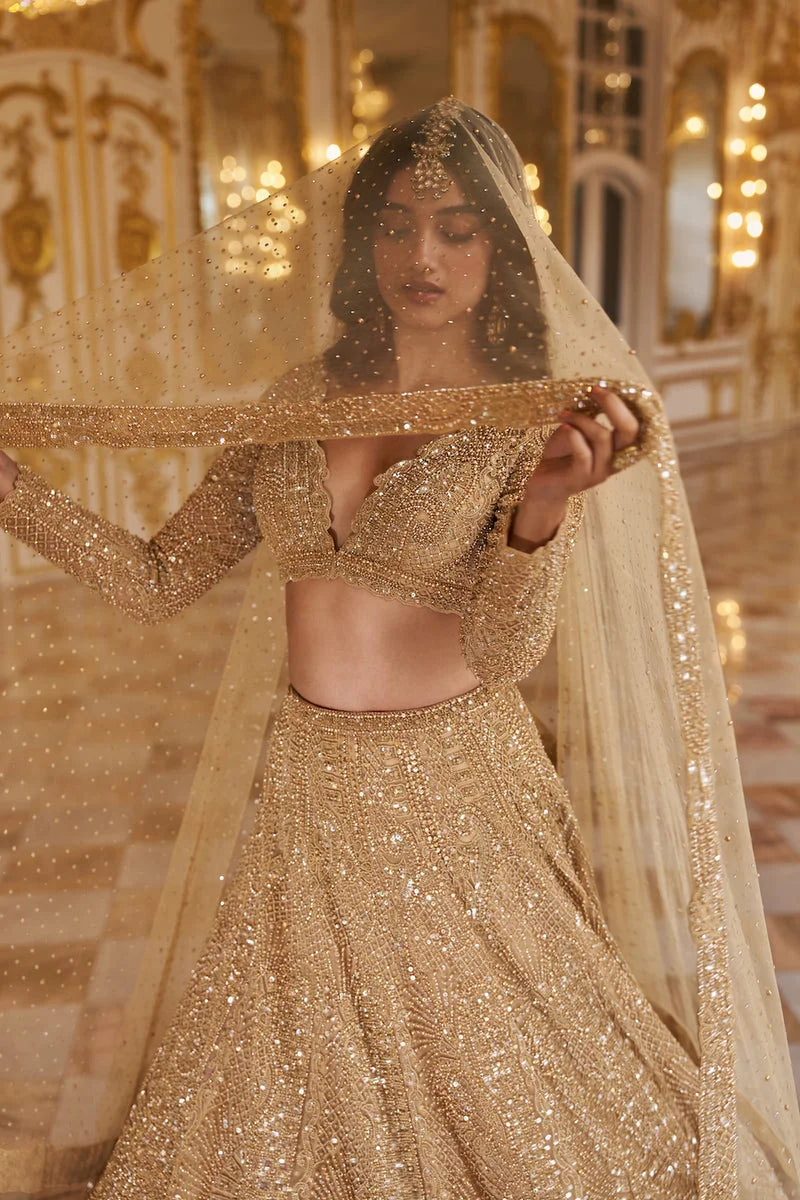 Gold Pearl Lehenga Set