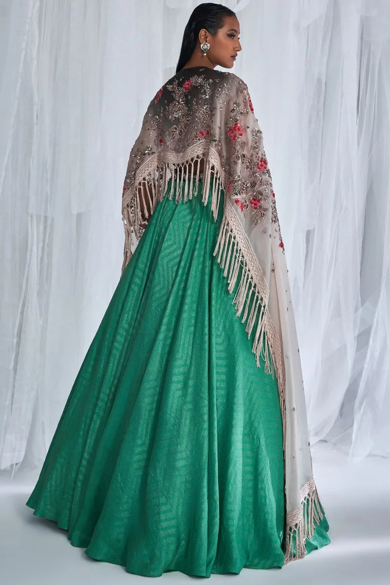 Ophellia Benarsi Woven Lehenga And An Organza Cape