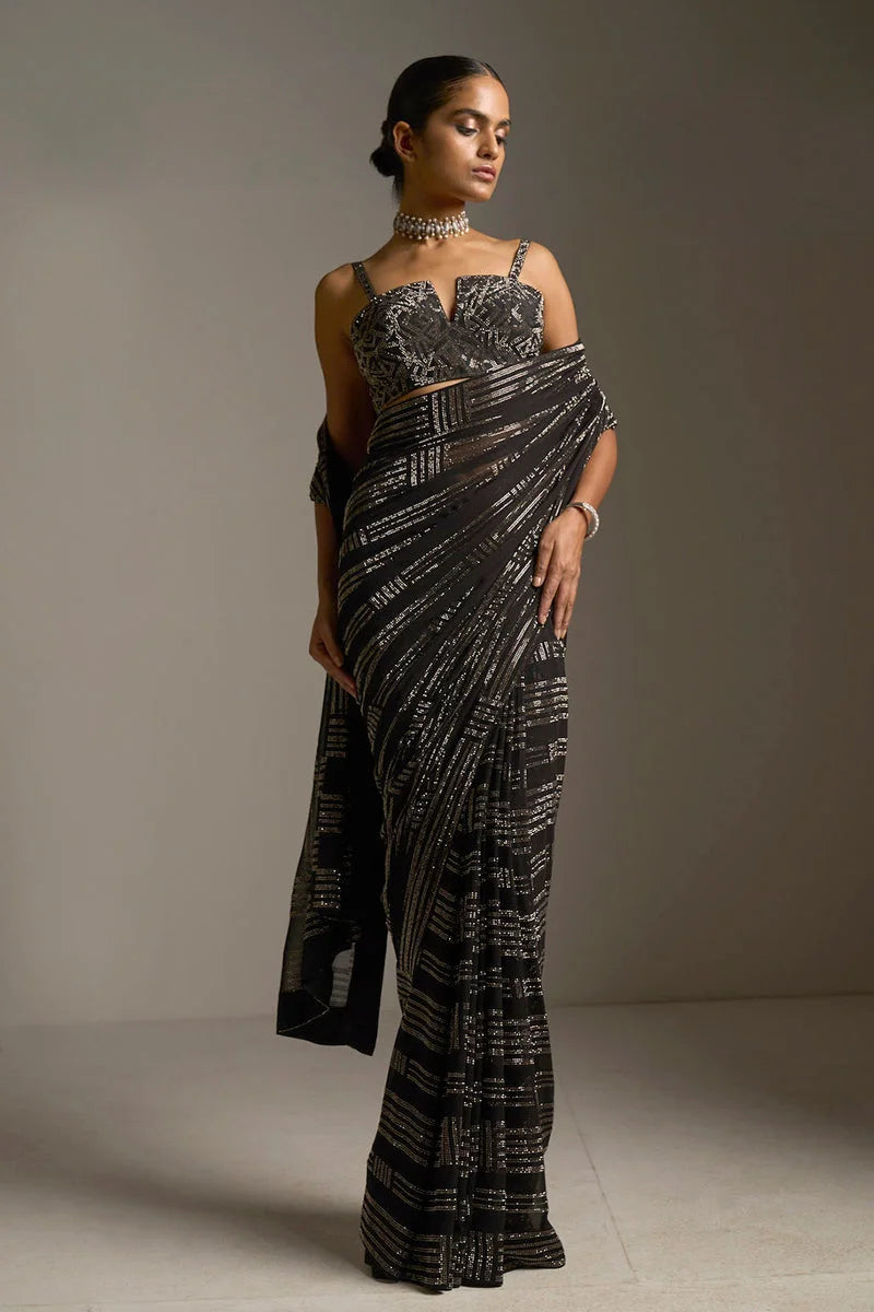 Black Crystal Saree