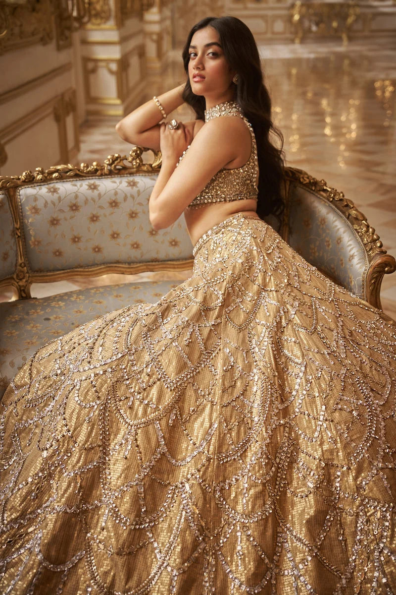 Gold Chandelier Lehenga Set