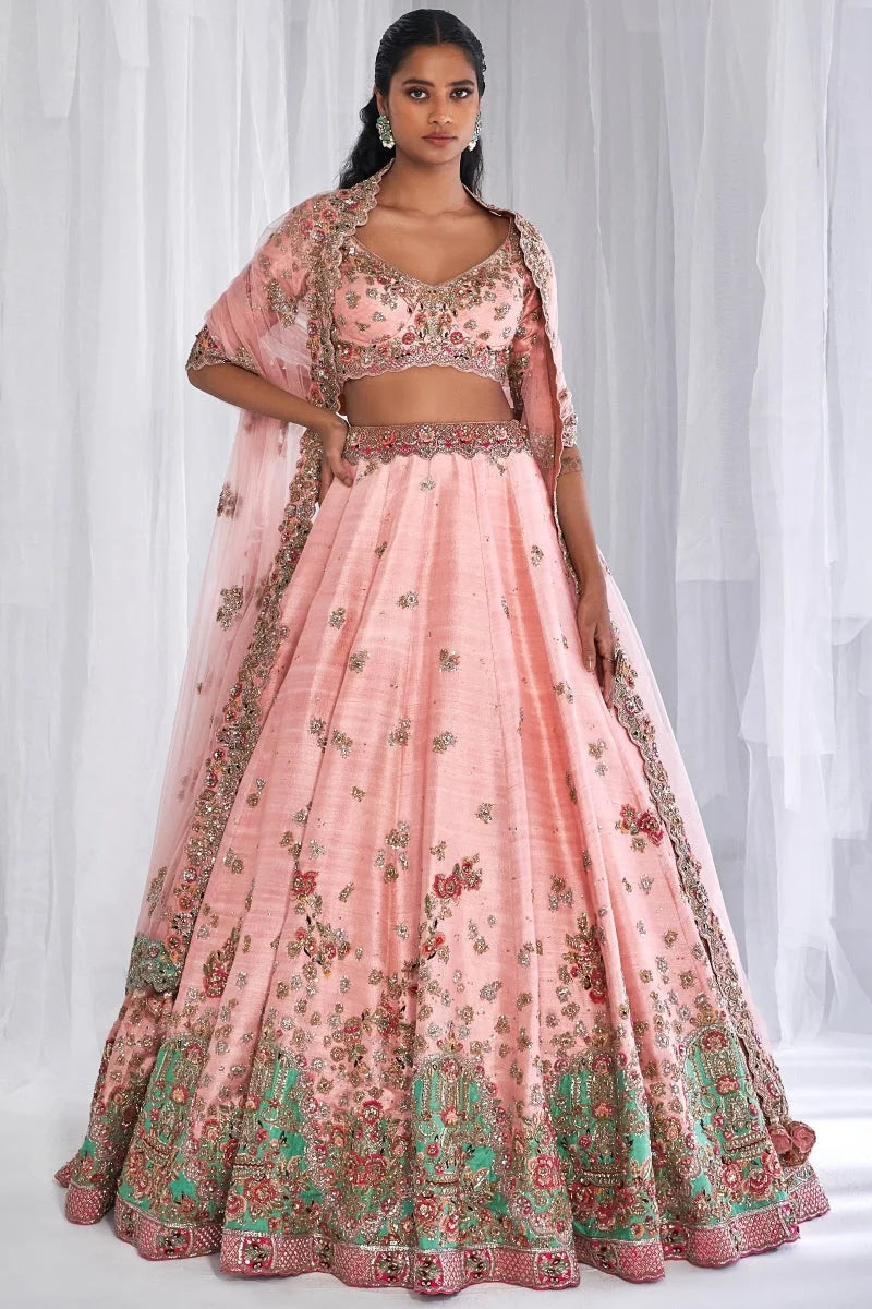 Petal Apricot Lehenga Set