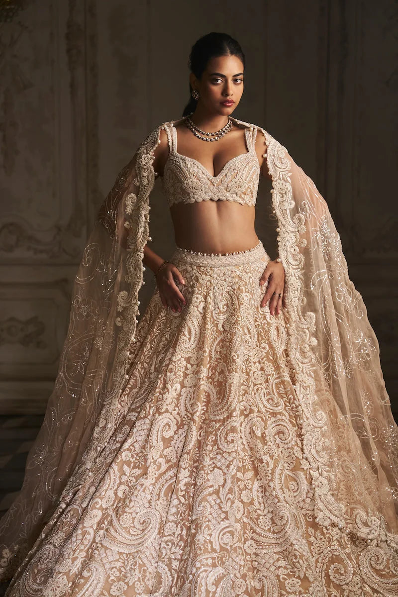 Nude Paisley Lehenga Set