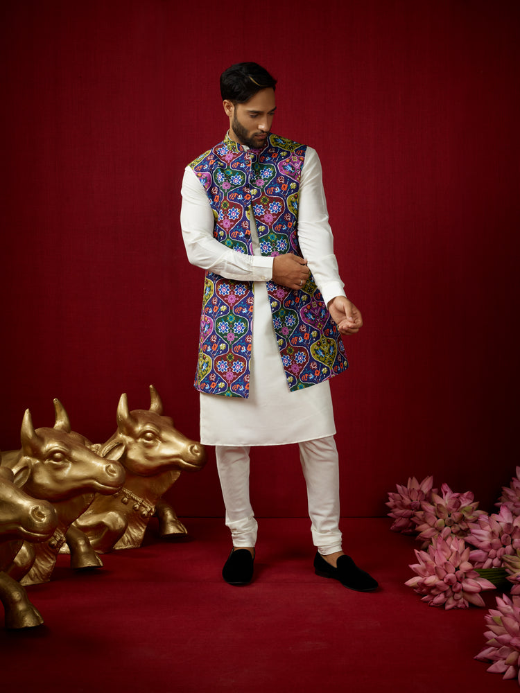 Morpankhi Kurta &amp; Churridar Set with Bandhi