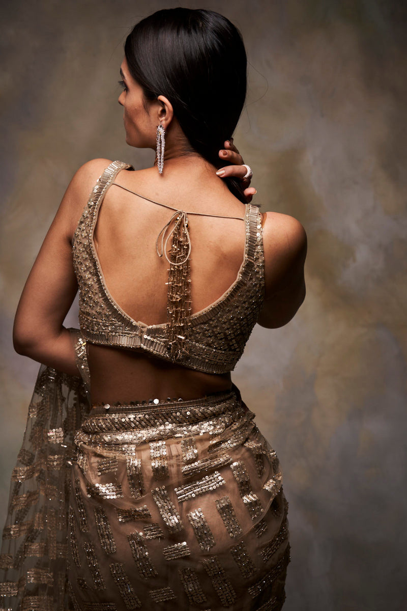 Gold Sequin Saree