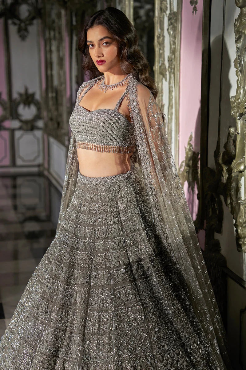 Antique Silver Lehenga Set