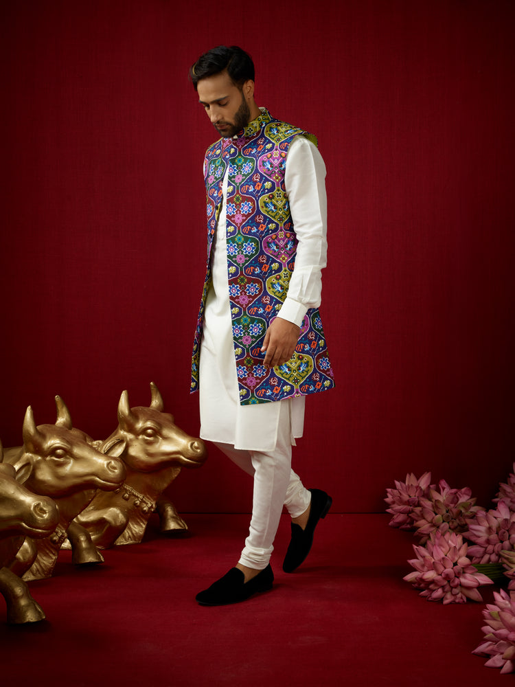 Morpankhi Kurta &amp; Churridar Set with Bandhi