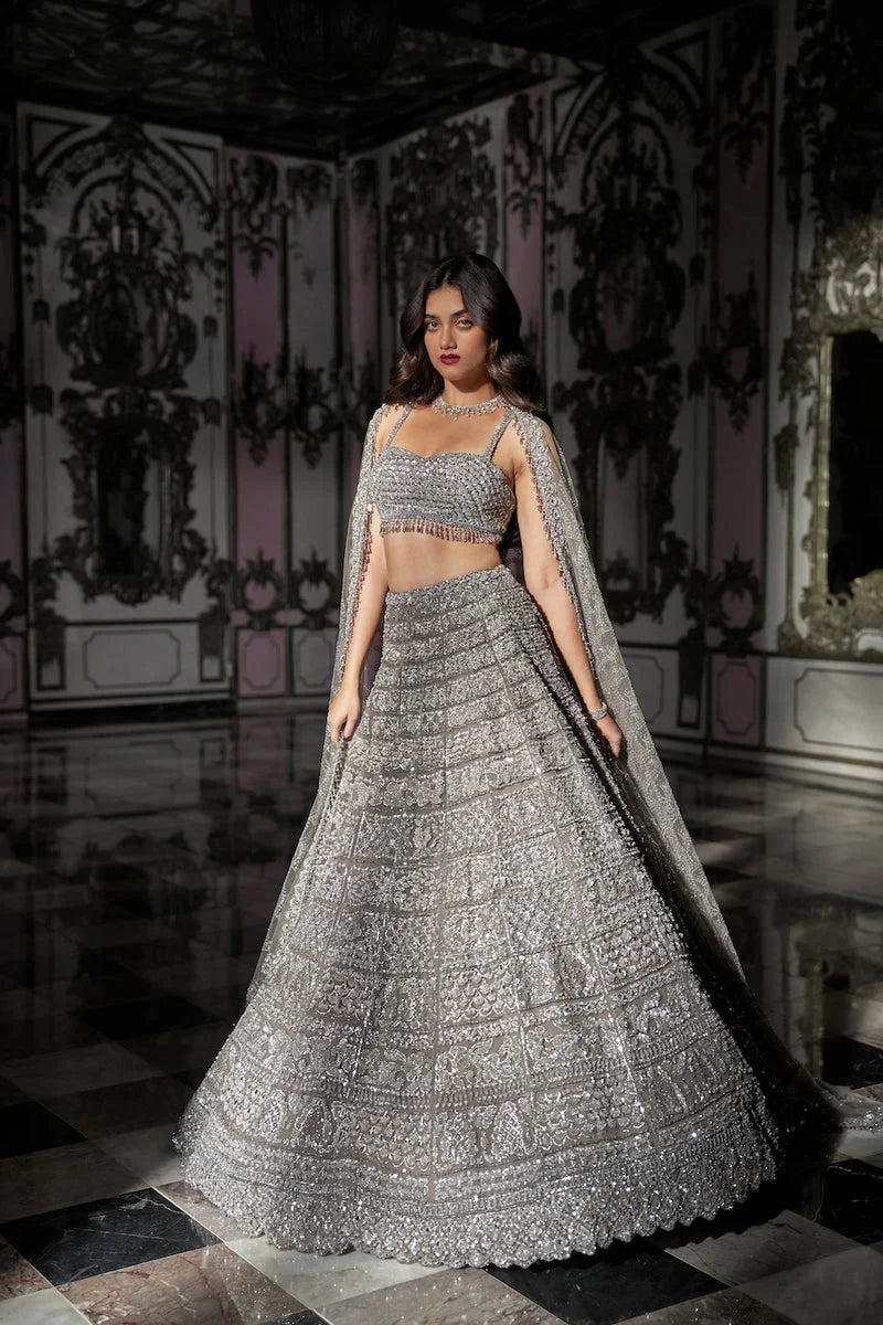 Antique Silver Lehenga Set