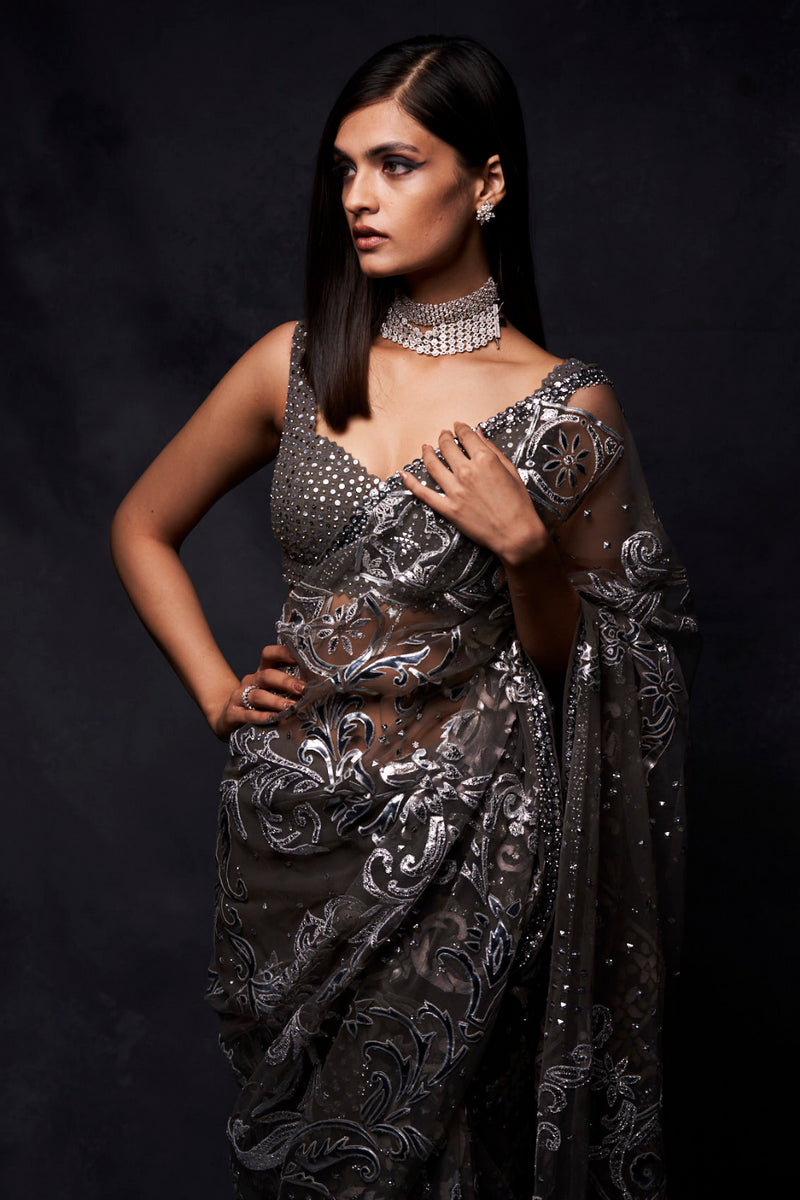 Silver Metallic Saree