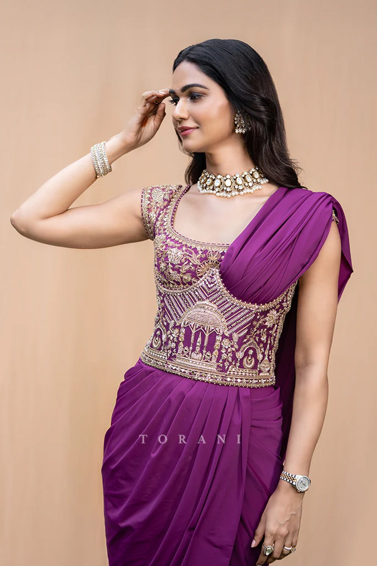 Sneha Reddy in our Banafsha Pranitha Saree Set