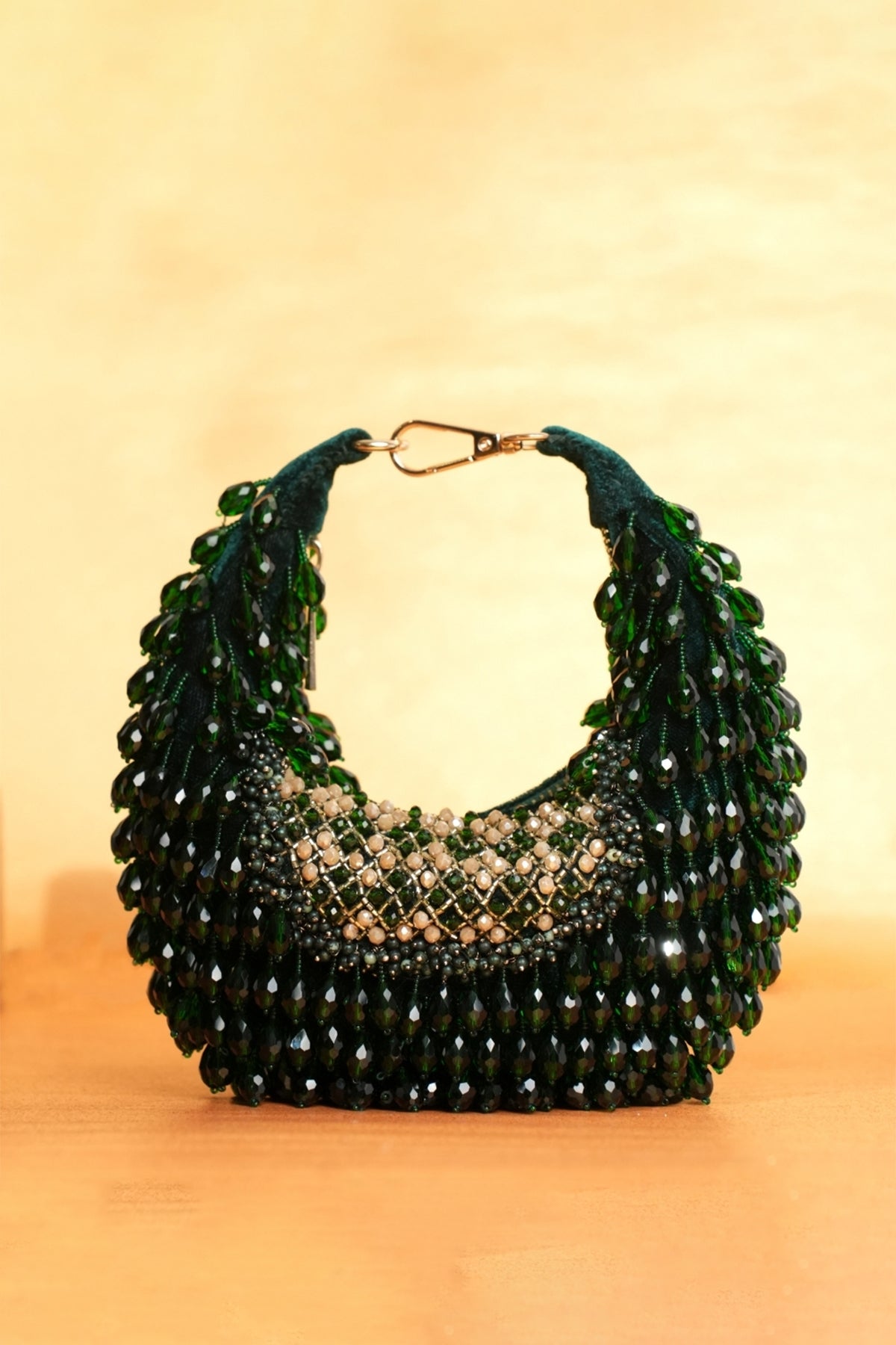 Alara Green Suede Embellished Hobo Bag