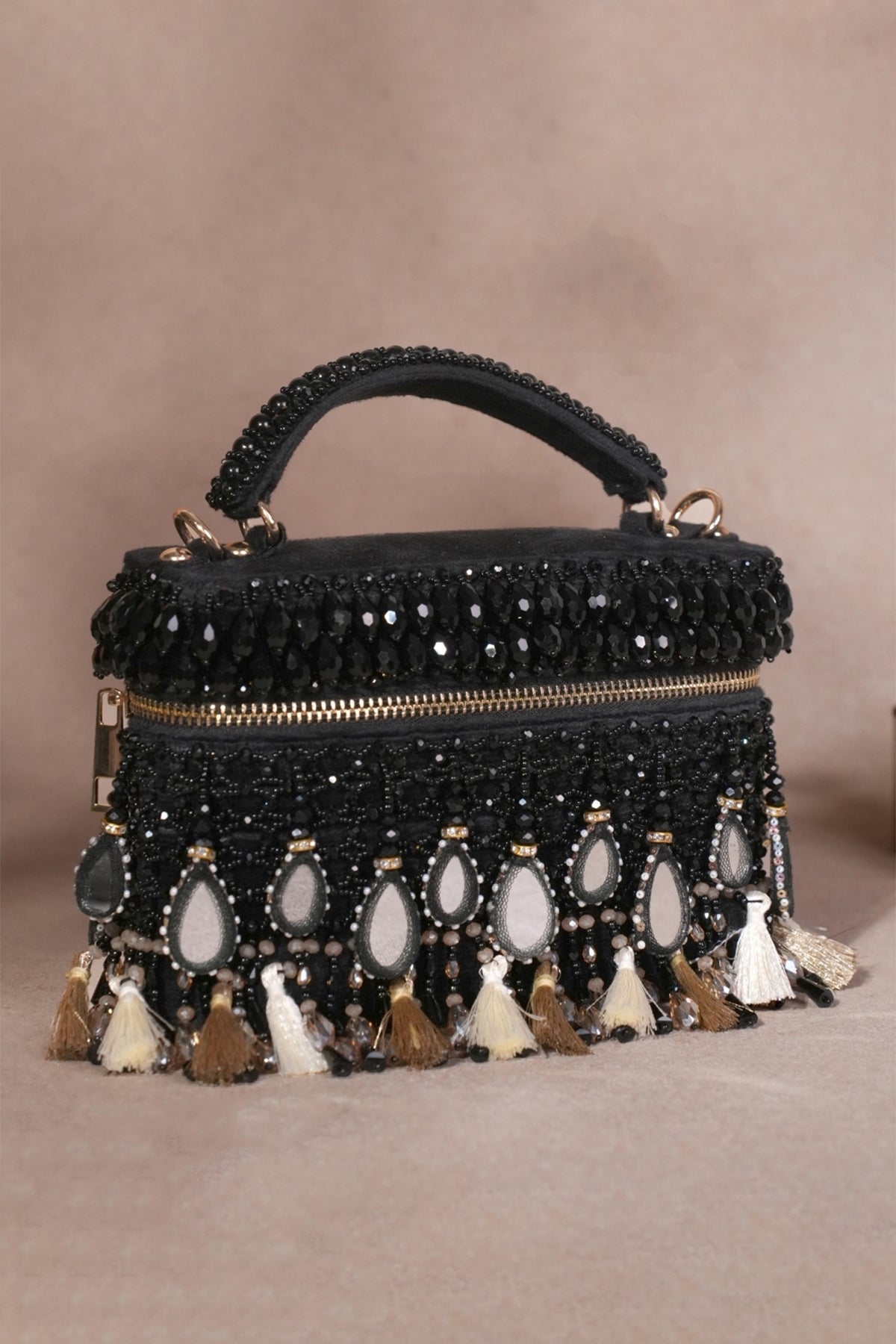 Mirage Black Mirrorwork Embellished Vanity Bag