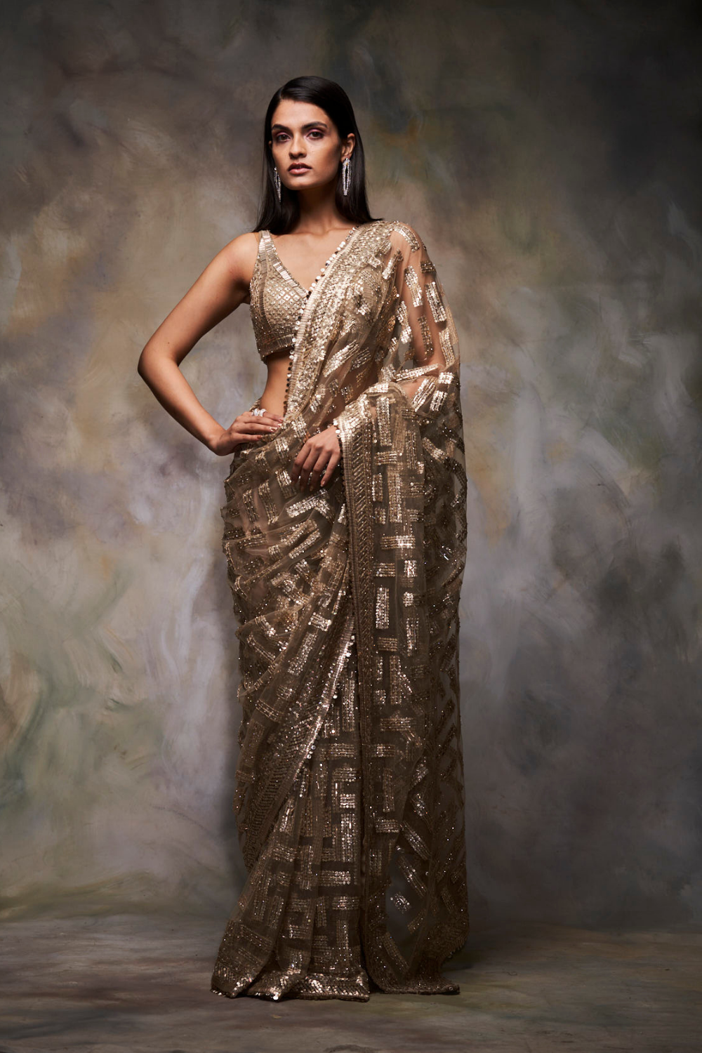 Gold Sequin Saree