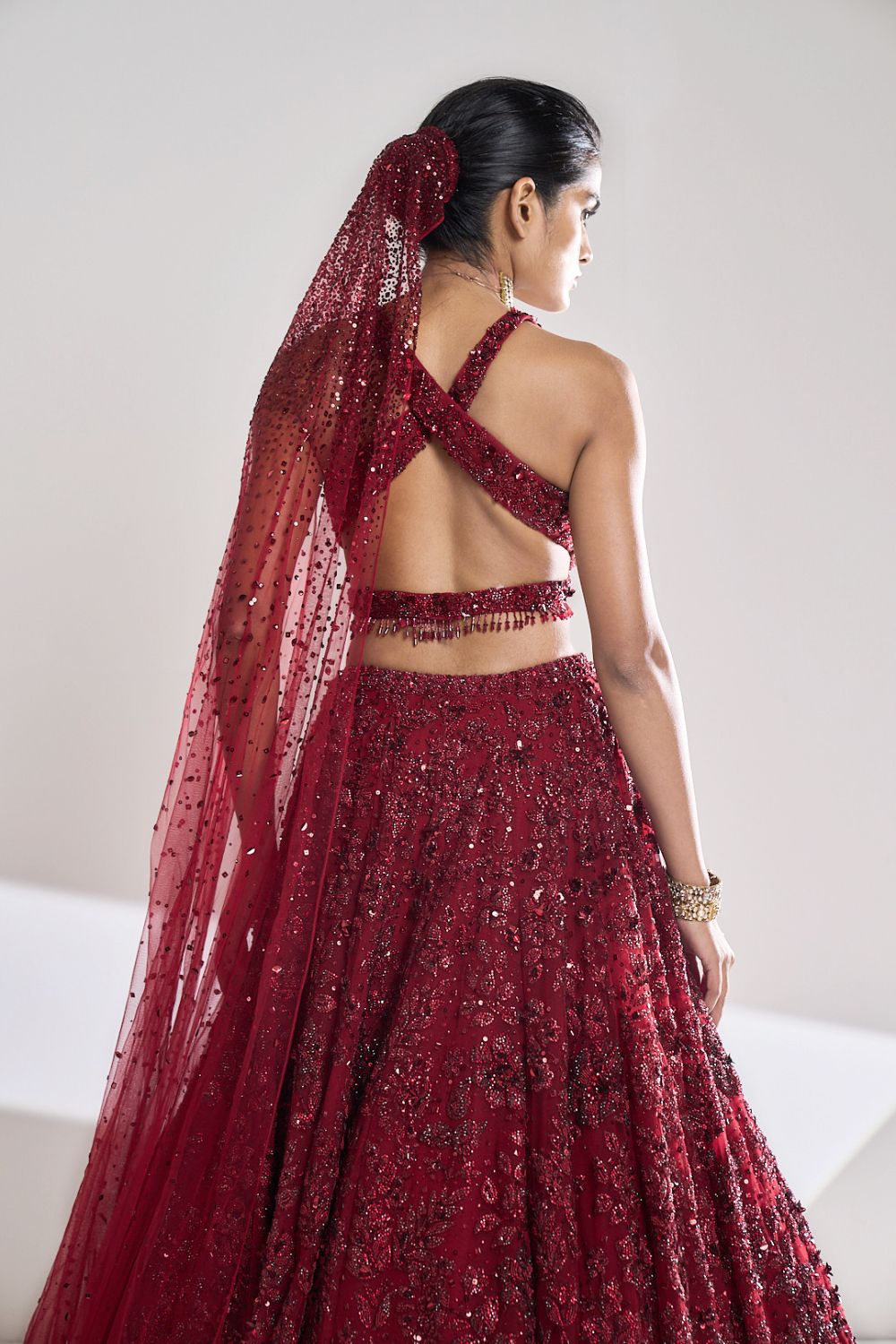 Maroon Sequin Lehenga Set